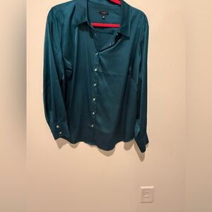 Talbots Teal Satin Blouse